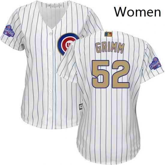 Womens Majestic Chicago Cubs 52 Justin Grimm Authentic White 2017 Gold Program MLB Jersey
